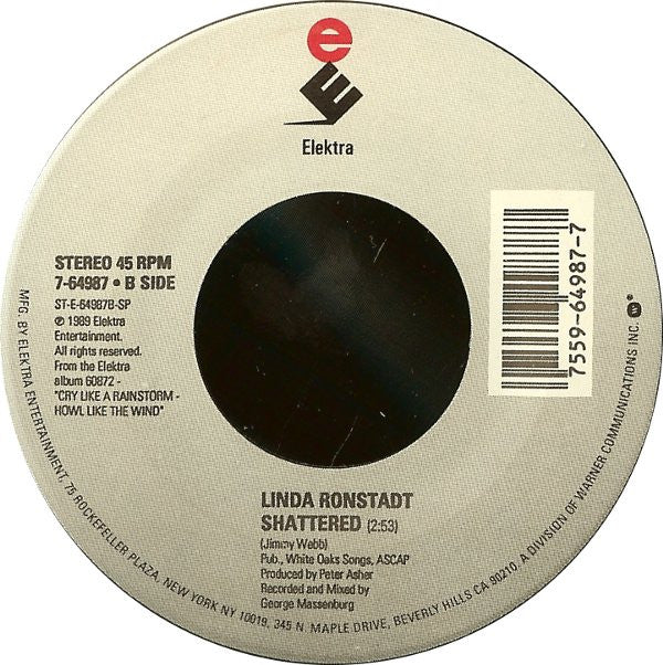 Linda Ronstadt : All My Life / Shattered (7", Single, Spe)