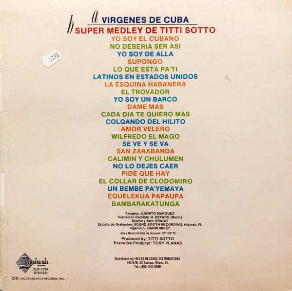 Titti Sotto Y Su Grupo Pop Caribe : Virgenes De Cuba / Super Medley De Titto Sotto (12", Maxi)