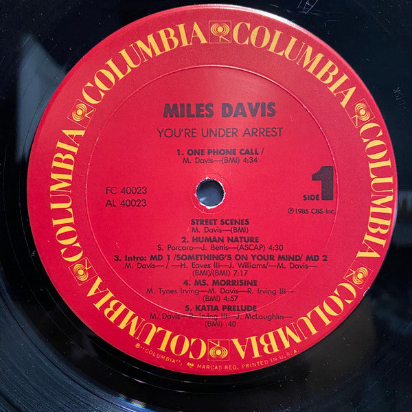 Miles Davis : You're Under Arrest (LP, Album, Gat)