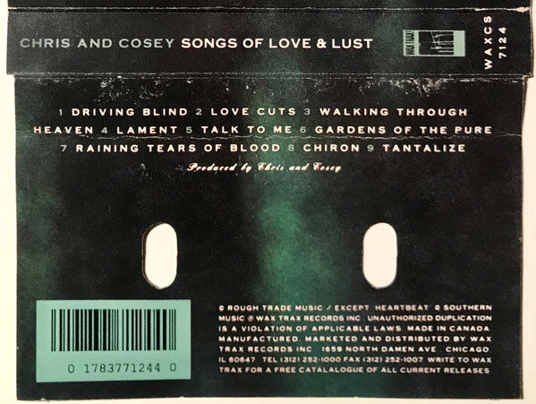Chris & Cosey : Songs Of Love & Lust (Cass, Album, RE)