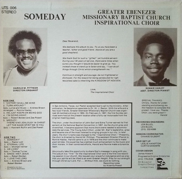 Greater Ebenezer Missionary Baptist Church Inspirational Choir : Someday (LP)