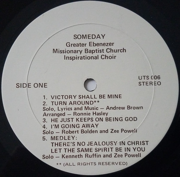Greater Ebenezer Missionary Baptist Church Inspirational Choir : Someday (LP)
