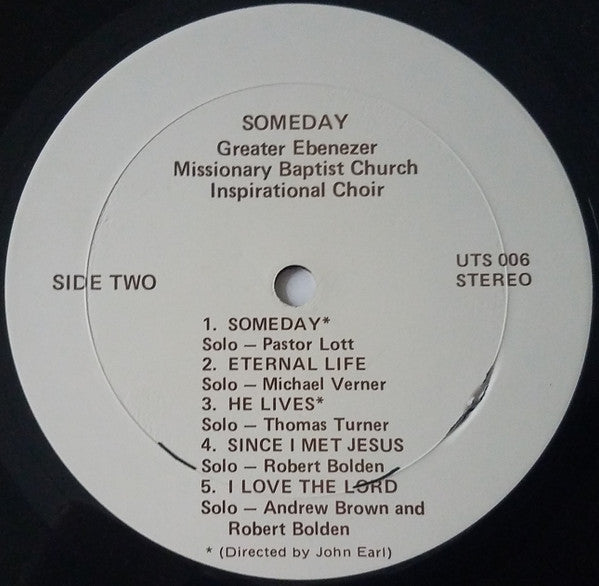 Greater Ebenezer Missionary Baptist Church Inspirational Choir : Someday (LP)