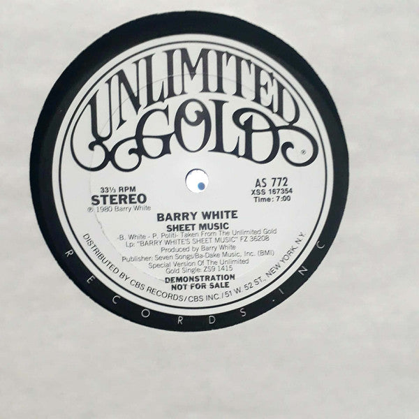 Barry White : Sheet Music (12", Promo)