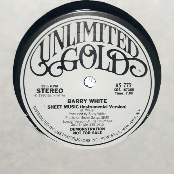 Barry White : Sheet Music (12", Promo)