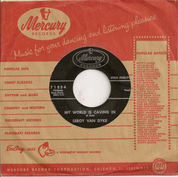 Leroy Van Dyke : Walk On By (7", Single, Styrene)