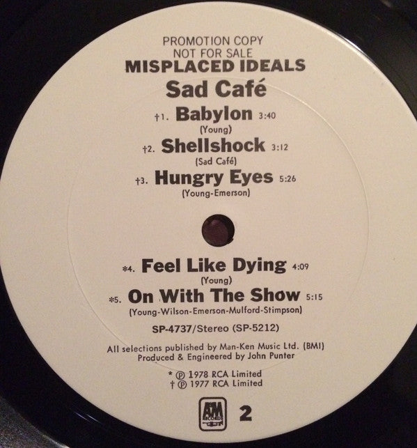 Sad Café : Misplaced Ideals (LP, Album, Promo)