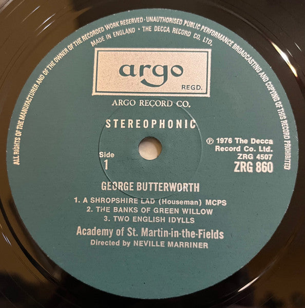 George Butterworth / Benjamin Britten, The Academy Of St. Martin-in-the-Fields, Sir Neville Marriner : A Shropshire Lad • Two English Idylls / The Banks Of Green Willow / Variations On A Theme Of Frank Bridge (LP)