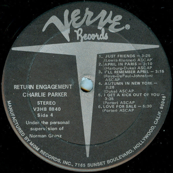 Charlie Parker : Verve Return Engagement (2xLP, Comp, Gat)