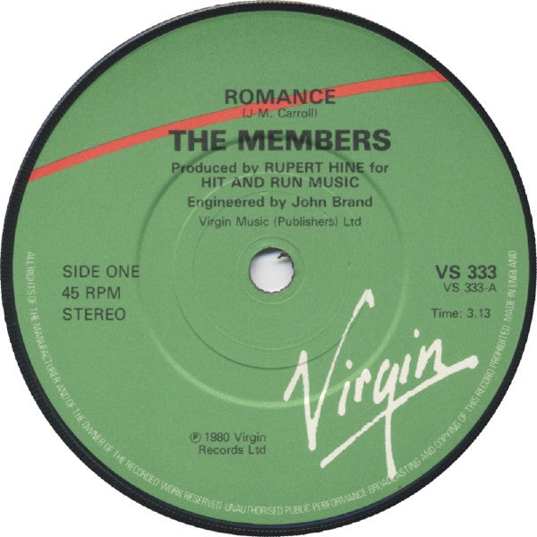 The Members : Romance (7", Single)