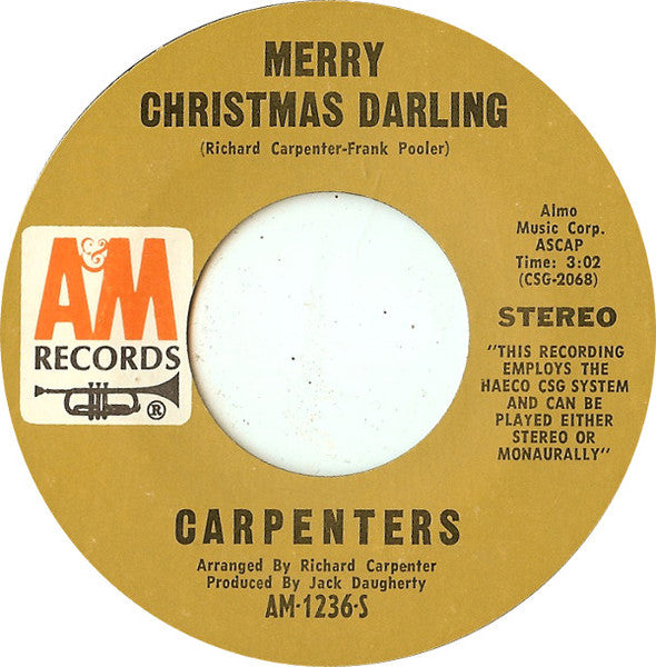 Carpenters : Merry Christmas, Darling (7", Single, Styrene, Pit)