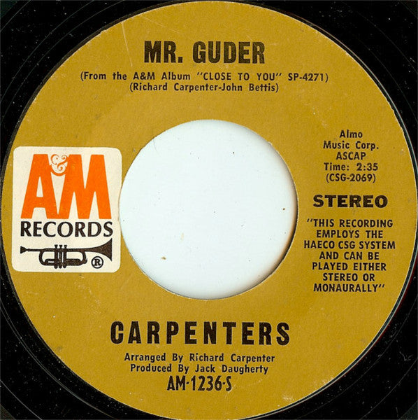 Carpenters : Merry Christmas, Darling (7", Single, Styrene, Pit)