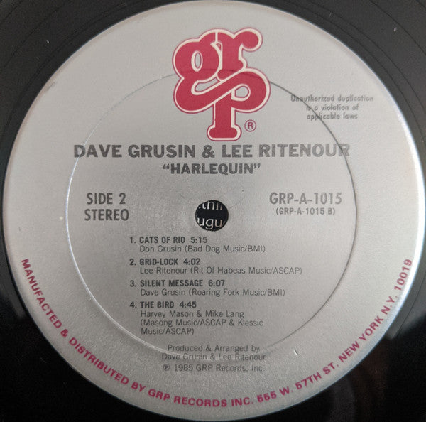 Dave Grusin / Lee Ritenour : Harlequin (LP, Album, Club, CRC)