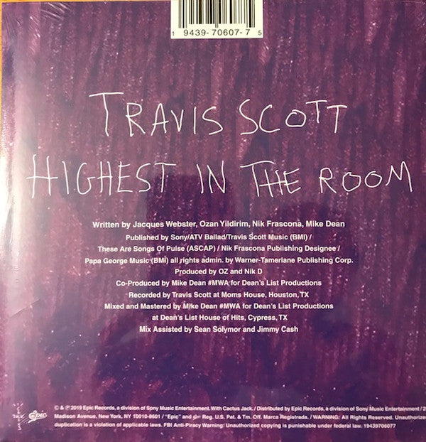 Travis Scott (2) : Highest in the Room (7")