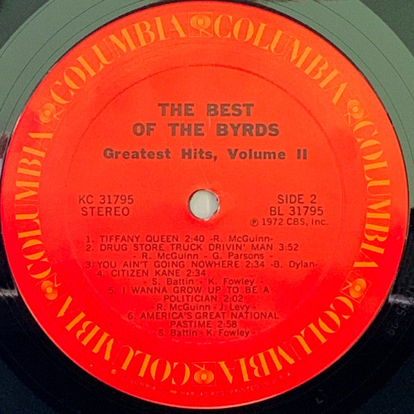 The Byrds : The Best Of The Byrds   Greatest Hits, Volume II  (LP, Album, Comp, Ter)