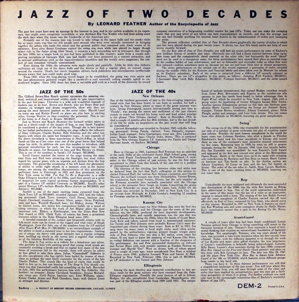 Various : Jazz Of Two Decades (LP, Comp, Mono)