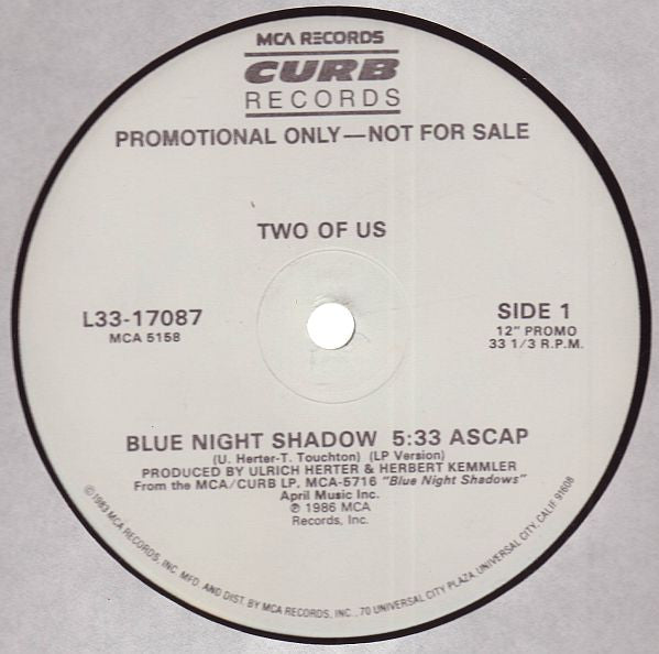 Two Of Us : Blue Night Shadow (12", Promo)