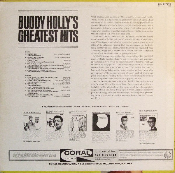 Buddy Holly : Buddy Holly's Greatest Hits (LP, Comp)