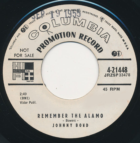 Johnny Bond : Livin' It Up / Remember The Alamo (7", Single, Promo)