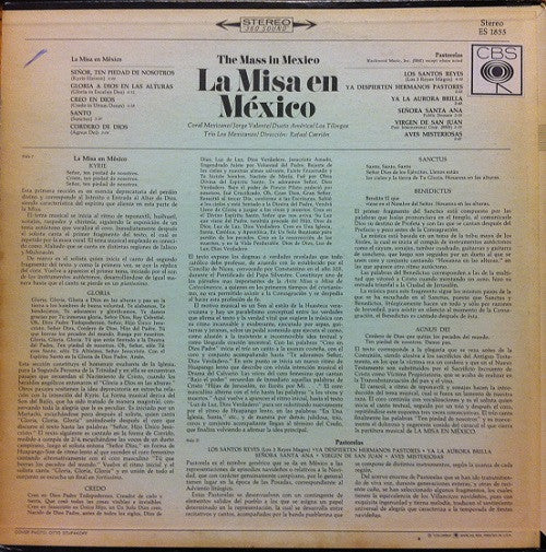 Coral Mexicano, Los Tillingos, Jorge Valente (2), Dueto America, Trio Los Mexicanos Direccion Rafael Carrion : La Misa En México (LP)