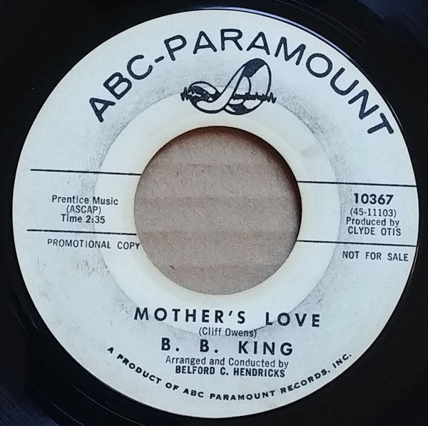 B.B. King : Tomorrow Night / Mother's Love (7", Single, Promo)