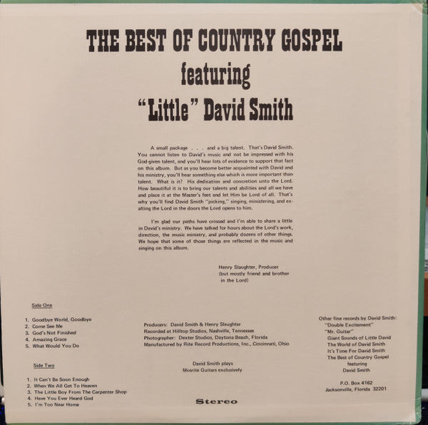 David Smith (60) : The Best Of Country Gospel Featuring "Little" David Smith (LP)