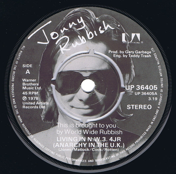 Jonny Rubbish : Living In NW3 4JR (Anarchy In The UK) (7", Single)
