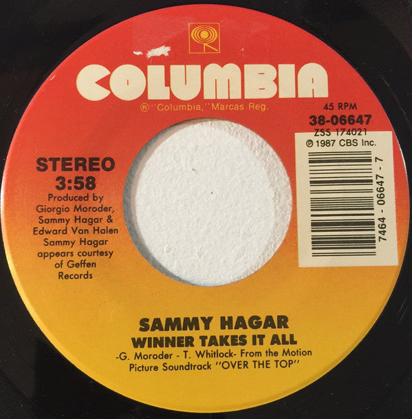 Sammy Hagar : Winner Takes It All (7", Single)