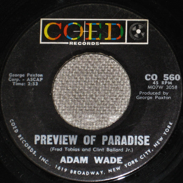 Adam Wade (2) : Preview Of Paradise (7")