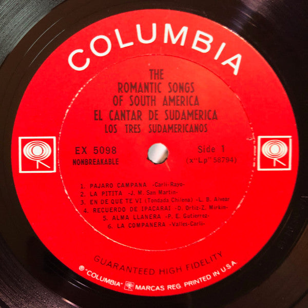 Los 3 Sudamericanos : The Romantic Songs Of South America (LP, Mono)