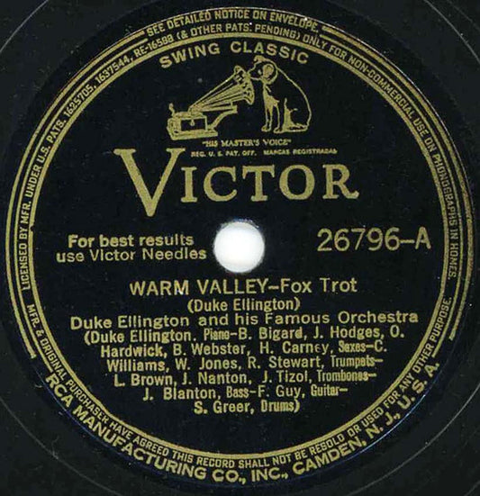 Duke Ellington And His Famous Orchestra* : Warm Valley / The Flaming Sword (Shellac, 10", Ind)