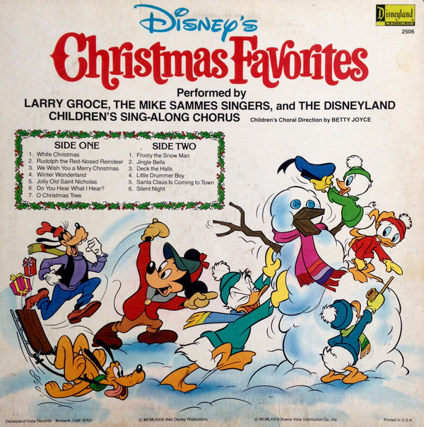 Larry Groce, Mike Sammes Singers And The Disneyland Children's Sing-along Chorus : Disney's Christmas Favorites (LP, Album, RP)
