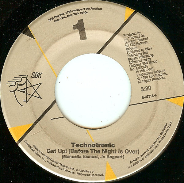 Technotronic : Get Up! (Before The Night Is Over) / Raw (7", Single)