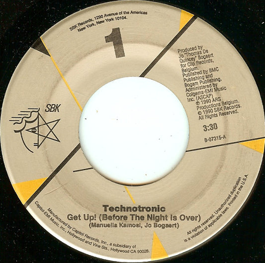Technotronic : Get Up! (Before The Night Is Over) / Raw (7", Single)