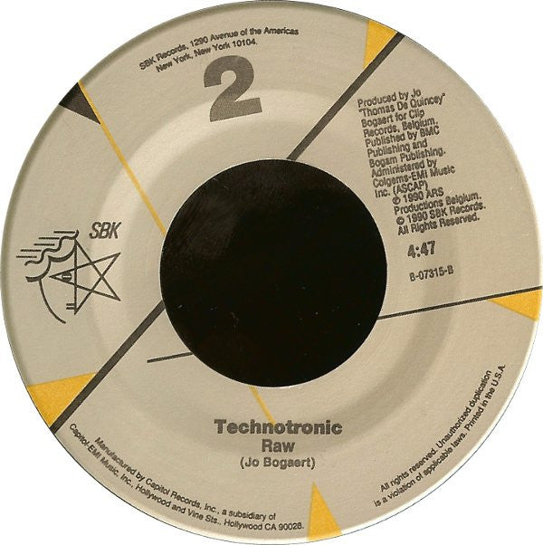 Technotronic : Get Up! (Before The Night Is Over) / Raw (7", Single)