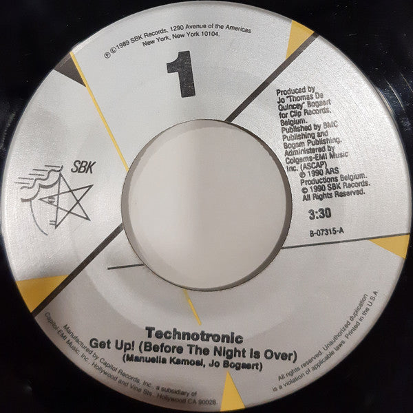 Technotronic : Get Up! (Before The Night Is Over) / Raw (7", Single)
