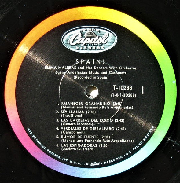 Emma Maleras Y Su Ballet Español With Emma Maleras Y Su Orquesta : Spain! Sunny Andalusian Music And Castanets (LP, Album, Mono)