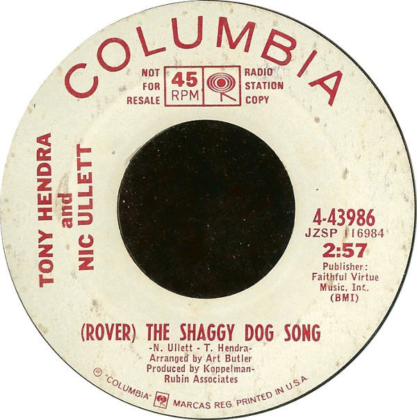 Tony Hendra And Nic Ullett : (Rover) The Shaggy Dog Song (7", Promo, Styrene)