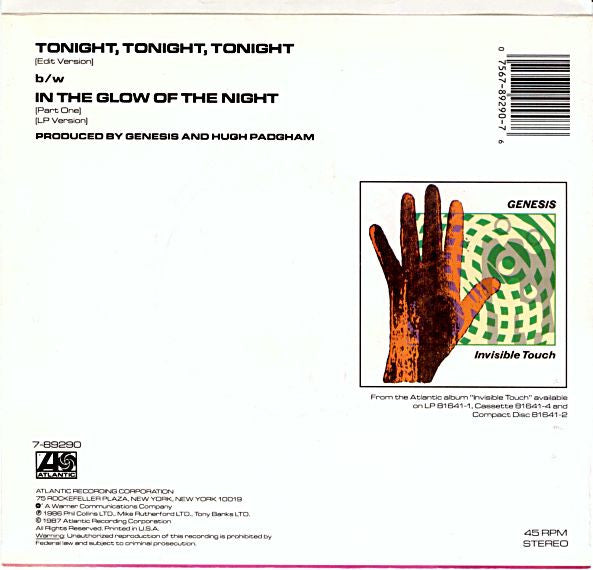 Genesis : Tonight, Tonight, Tonight (7", Single, AR)