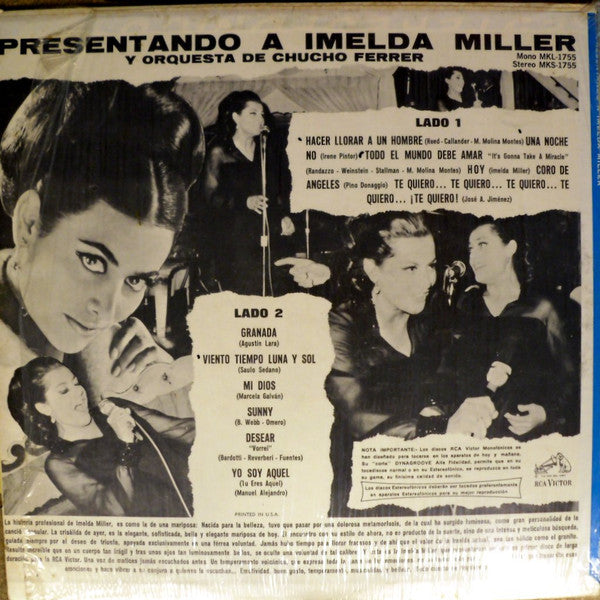 Imelda Miller Y, Orquesta De Chucho Ferrer : Presentando A Imelda Miller (LP, Album, Mono)