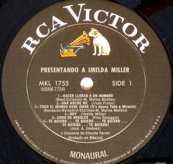 Imelda Miller Y, Orquesta De Chucho Ferrer : Presentando A Imelda Miller (LP, Album, Mono)