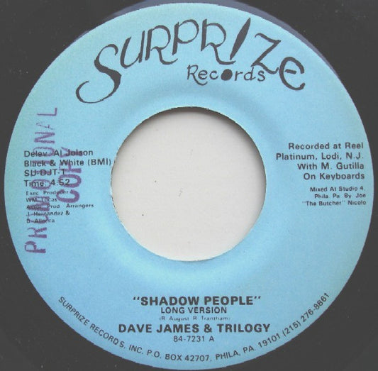 Dave James & Trilogy : Shadow People (7", Promo)