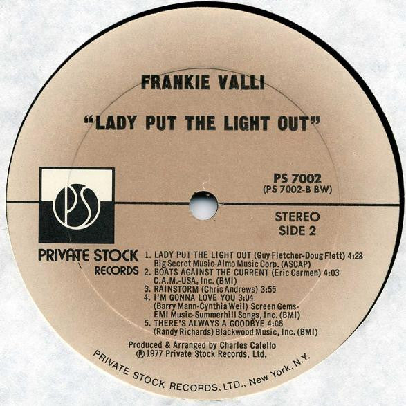 Frankie Valli : Lady Put The Light Out (LP, Album)