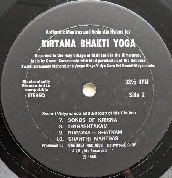 Swami Madhavananda, Swami Vidyananda : Authentic Mantras And Vedantic Hymns For Kirtana Bhakti Yoga (LP, Mono)