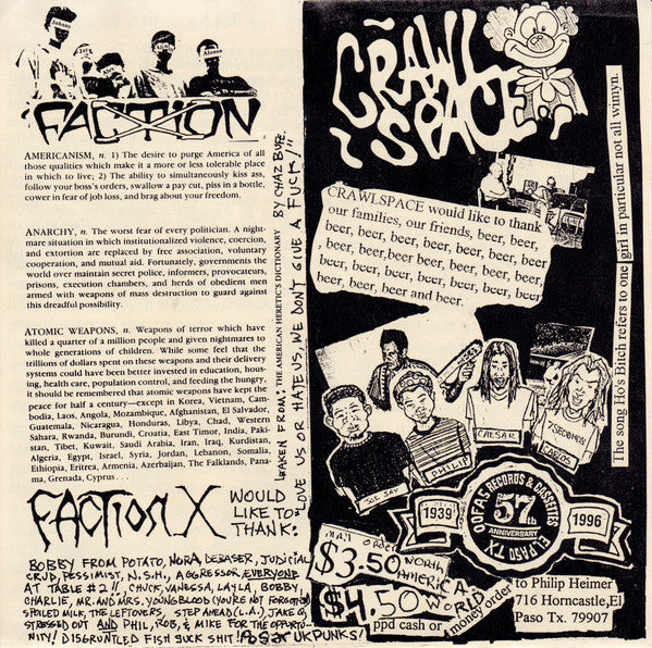 Faction X / Crawl Space : Ol' El Paso Punk Rock Vol. I (7", Single)
