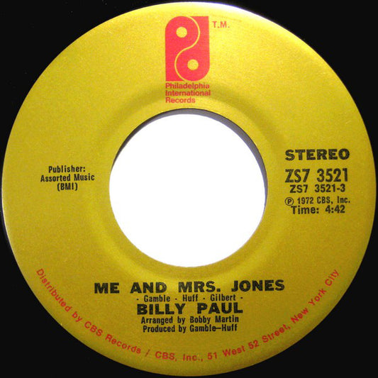 Billy Paul : Me And Mrs. Jones / Your Song (7", Single, San)