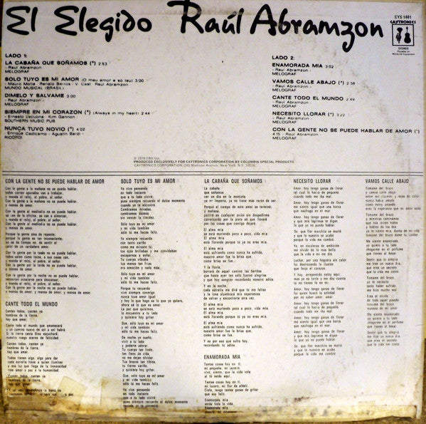 Raúl Abramzon : El Elegido (LP, Album)