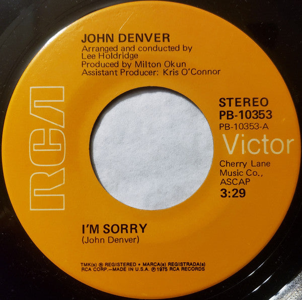 John Denver : I'm Sorry / Calypso (7", Hol)