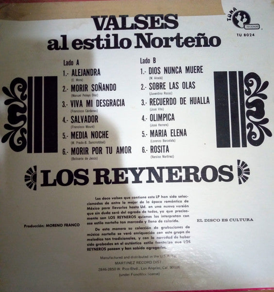 Los Reyneros : Valses Al Estilo Norteño (LP, Album)