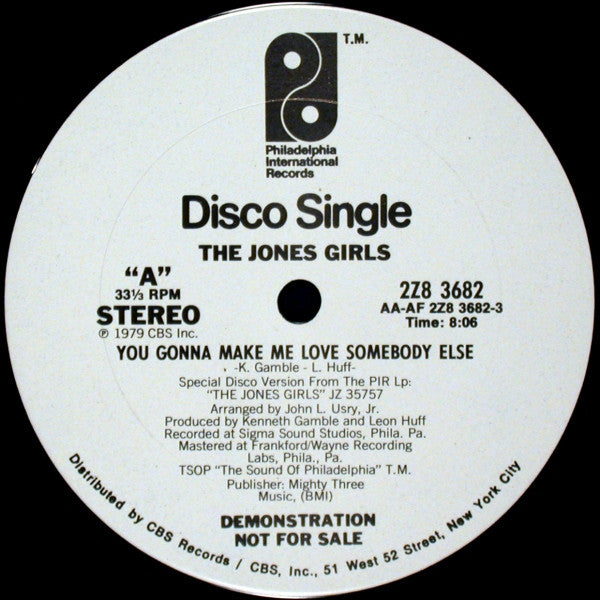 The Jones Girls : You Gonna Make Me Love Somebody Else (12", Single, Promo)